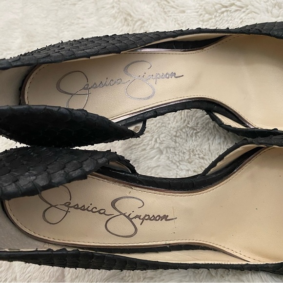 Jessica Simpson Pheona Pump Black Leather Pointed Toe Stiletto Heels Size 9 - Picture 14 of 16